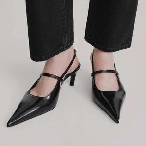 Toteme Sharp crackled-leather slingbacks black NEW WITH BOX SIZE 39